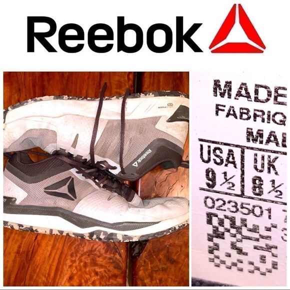 Size 9.5 Reebok White-Black Cross Training Shoes - Picture 2 of 6